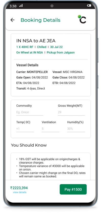 Digital payments for reefer container - vessel shipping