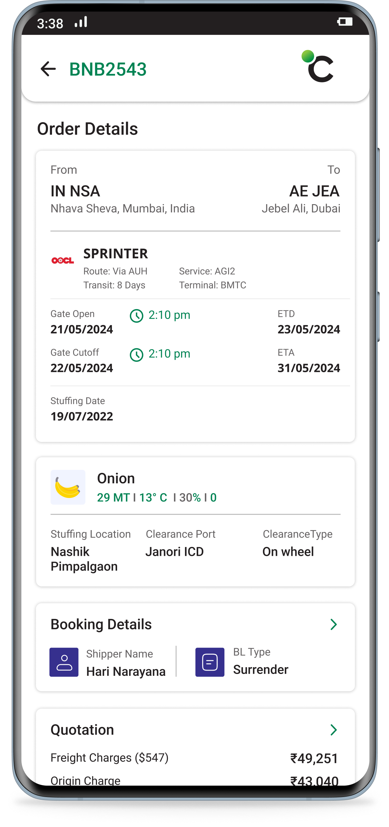Digital payments for reefer container - vessel shipping